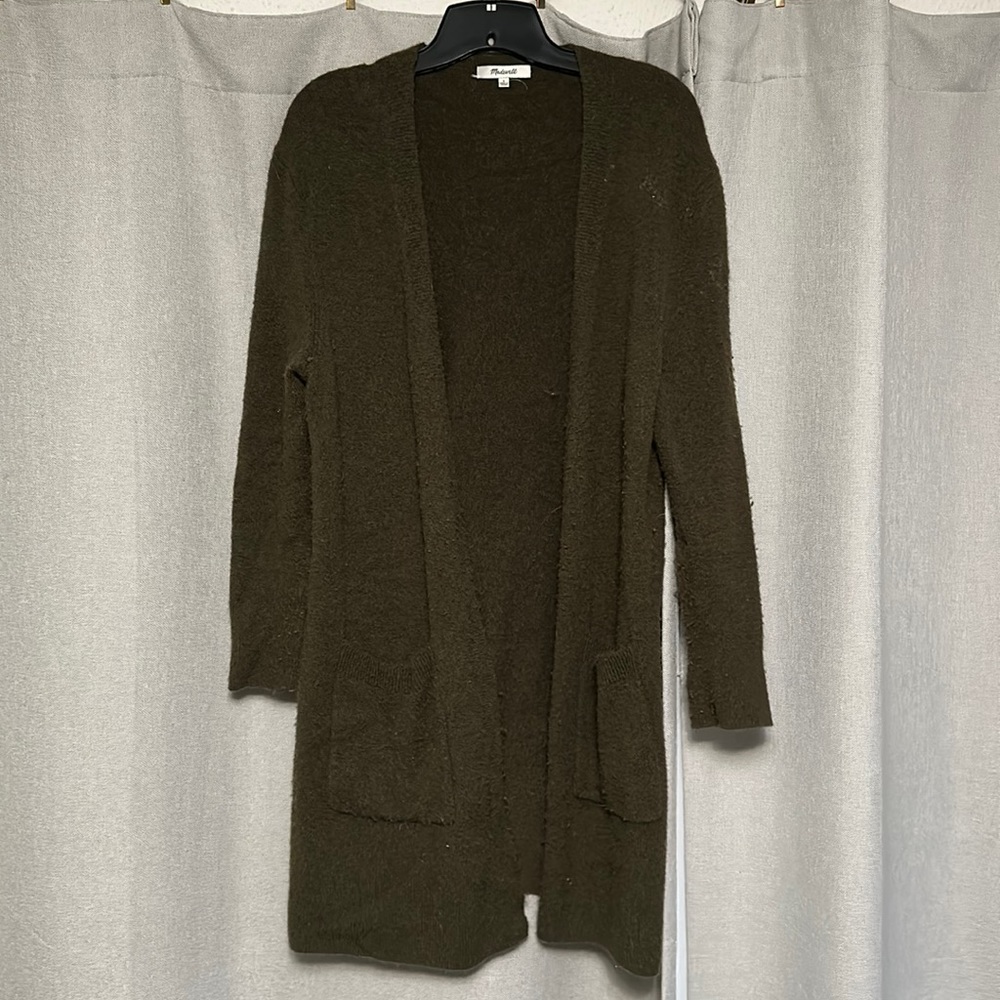 Olive green Madewell Kent cardigan